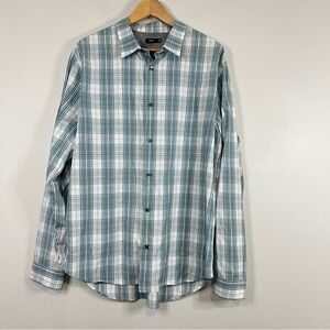 Vince Green Plaid Lightweight Cotton Button Up Shirt Medium